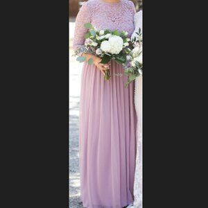 Bridesmaid Dress - David's Bridal - 3/4-Sleeve Illusion Lace and Mesh